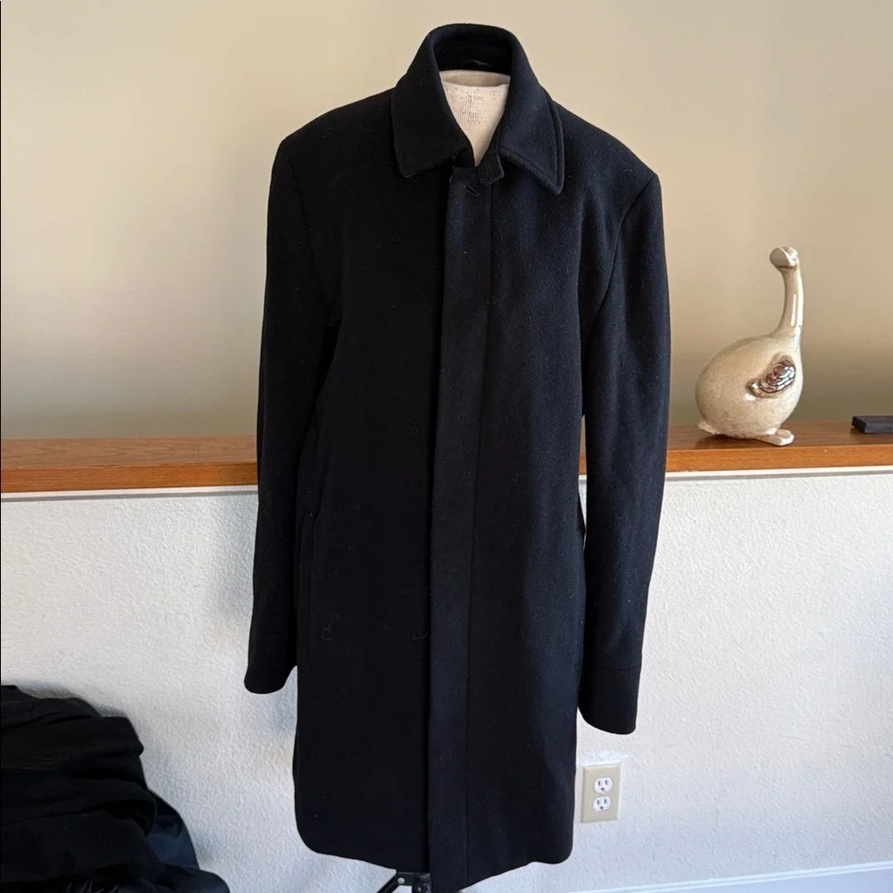 Banana Republic Men's Black wool and cashmere Trench Coat medium tall